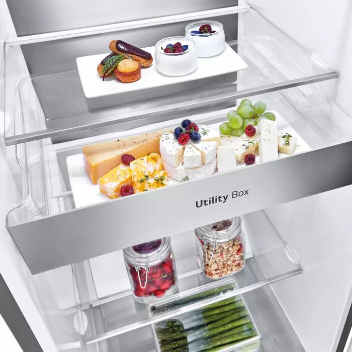 LG Set Frigorífico y congelador, 186cm, clasificación D, Inox antihuellas, GM617MBCSF.SET